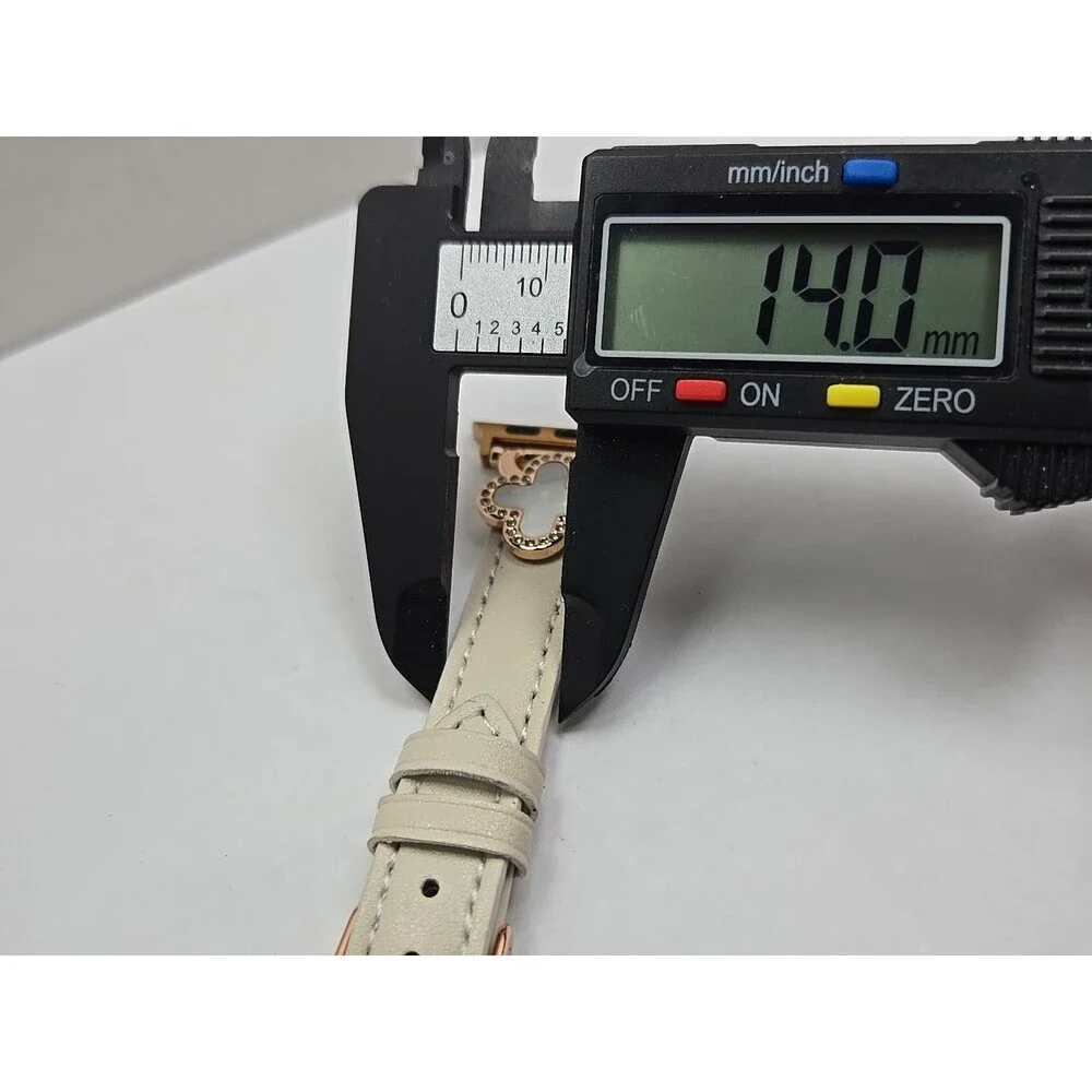 BCBG Apple Watch Cream Band White Clover Rhinestone 38 40 41mm Rose Gold Tone